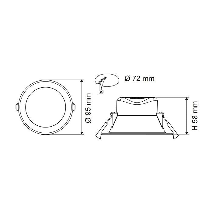 WAVE S9064TC Round Dimmable LED Downlight White 7W TRI Colour - S9064TC WH