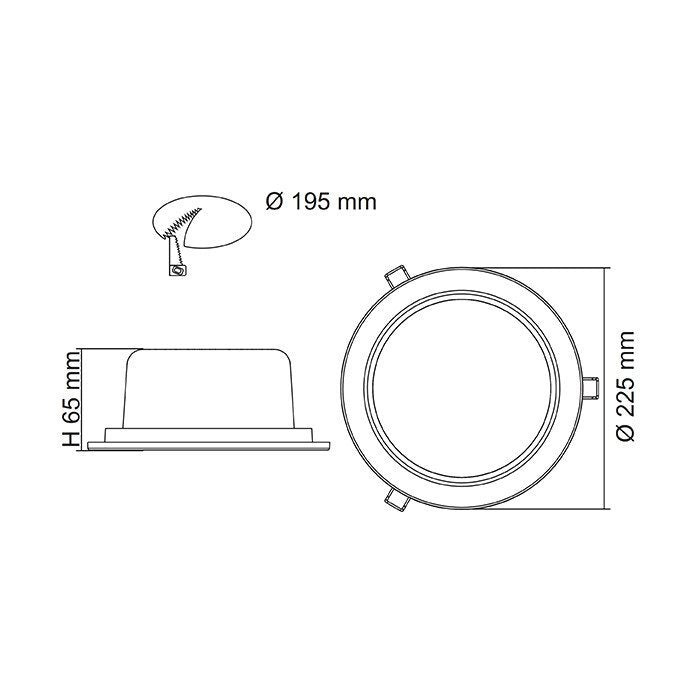 EXMOUTH S9523TC Recessed LED Round Shop Light Silver 28W/40W TRI Colour - S9523TC SL