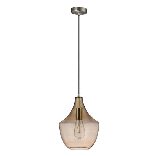 Sail Pendant Light W230mm Antique Brass Amber Glass - 22755