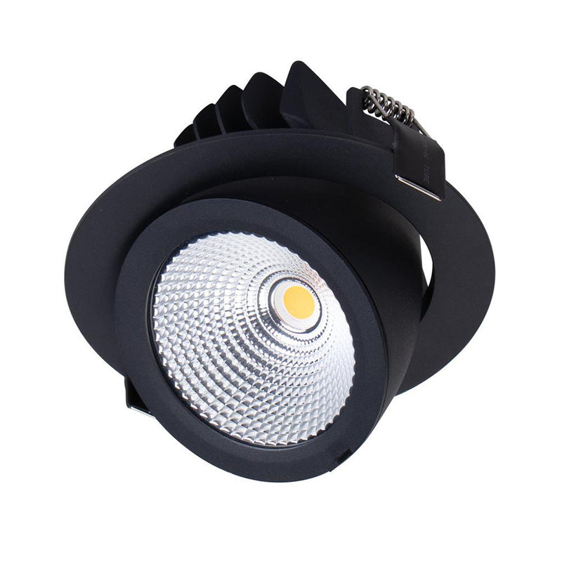 Scoop Round Recessed Downlight 13W Black Aluminium 3000K - 20450