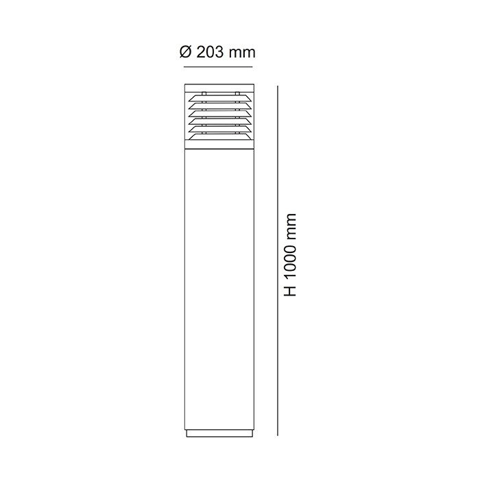 BOLLARD SE7102/LGLS 1 Light Bollard Light Black IP54 - SE7102 BK/LGLS