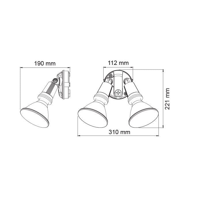 Starlight Exterior Wall 2 Lights Black Plastic 3 CCT - SPK2000TC/BK