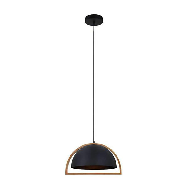 SWING Dome Shape Wood Frame 1 Light Pendant Black - SWING4