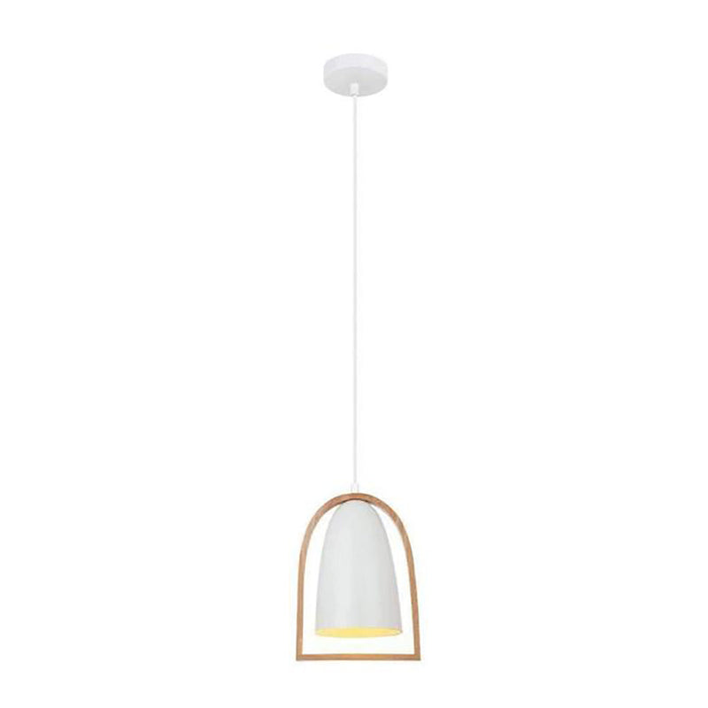 SWING Ellipse Shape Wood Frame 1 Light Pendant White - SWING5