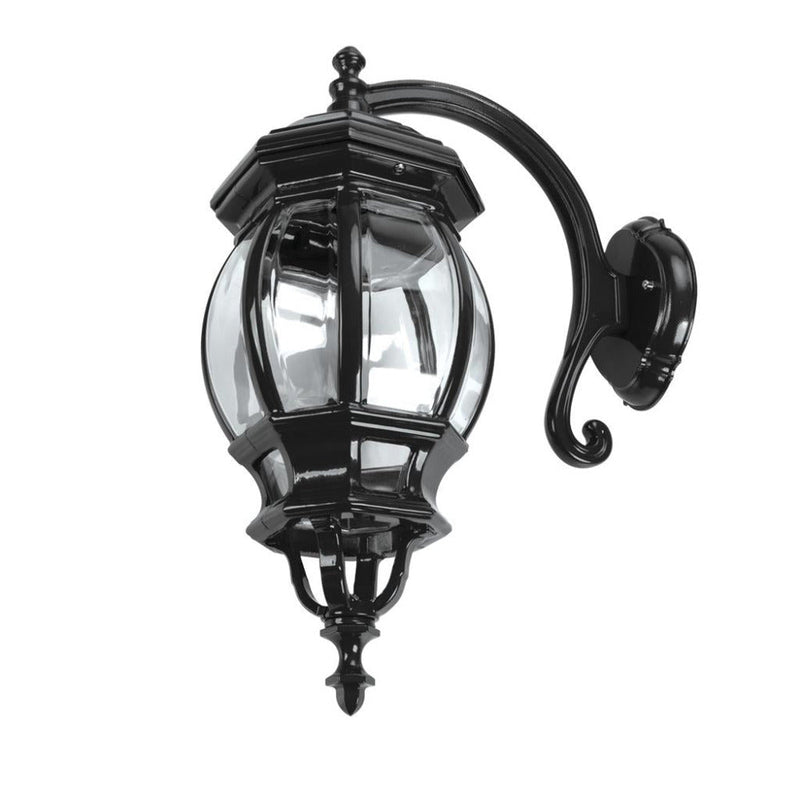 Vienna Outdoor Wall Lantern Down Bracket H625mm Black Aluminium - 16129